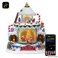 Christmas Village carnival Animated Musical Arctic scene elf double rotation fun