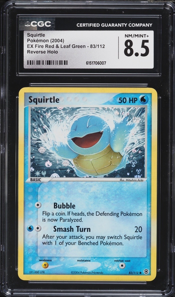 CGC 8.5 Squirtle Reverse Holo EX Fire Red & Leaf Green 2004 Pokemon Card #83