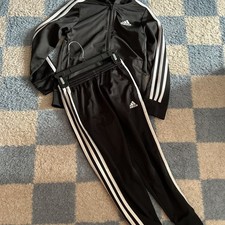 adidas Essentials Tricot 3-Stripes Track Suit - Black/White kids size 6