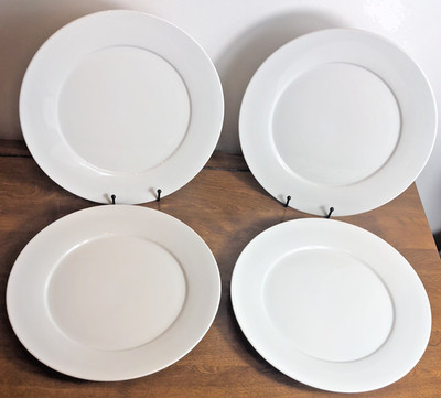 Macys The Cellar Whiteware 11 1/2'' Dinner/Chop Plates set of 4 EUC