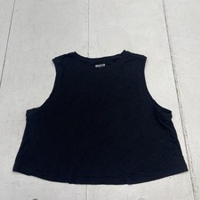 Splits 59 Solid Black Viscose Spandex Cropp Active Tank Top Women's Size Small