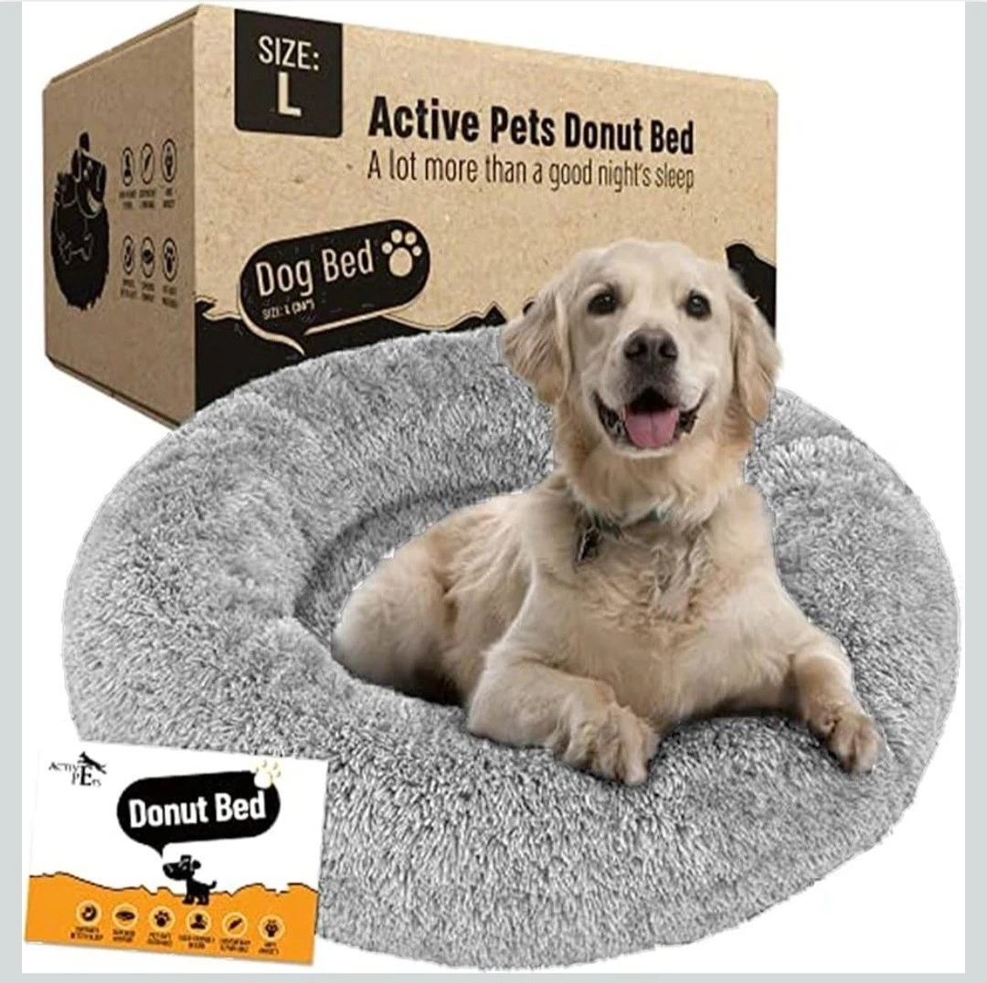 Active Pets Plush Calming Dog Bed Large, Up to 100 Lbs, 36"