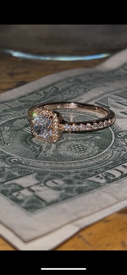 AUTÉNTICO ANILLO PANDORA CLÁSICO BRILLO HALO #188862C01-56 EE. UU. TALLA 7,5 Foto 3 de 4