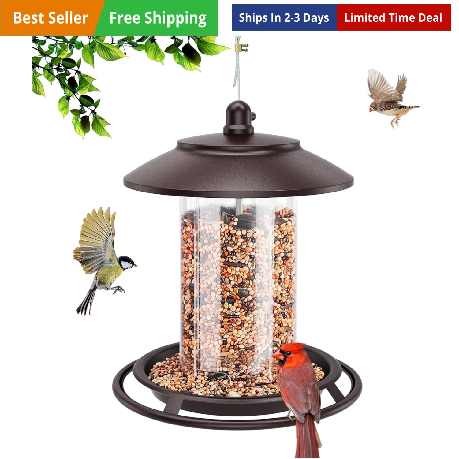 S For Outdoors Hanging  Metal Bird Feeder Squirr