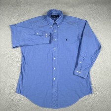 Vintage Ralph Lauren Shirt Mens 16 Blue Button Yarmouth Pinpoint Oxford READ