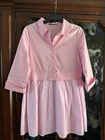 English Factory Mini Shirt Dress In Barbie Pink White Size Small Coastal.