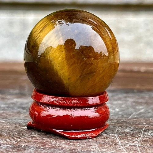 34G  Natural Tiger's Eye Ball Quartz Crystal Sphere Gem Healing Décor