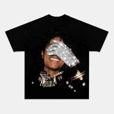Michael Jackson Vintage Tee King of Pop Schwarz Shirt Unisex Retro Style L