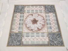 TAUPE AND BLUE ROSE COLLAGE-LANI-HANDPAINTED NEEDLEPOINT CANVAS
