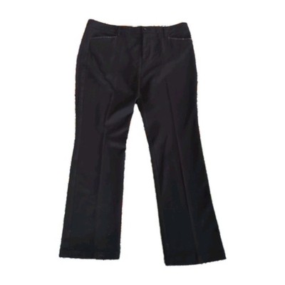NYDJ Black Pants 18 W Straight Leg Marilyn Leather Trim Rayon Blend