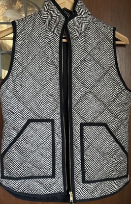 J Crew Women Vest XXS Puffer Down Chevron Full Zip Quilt Mock Neck