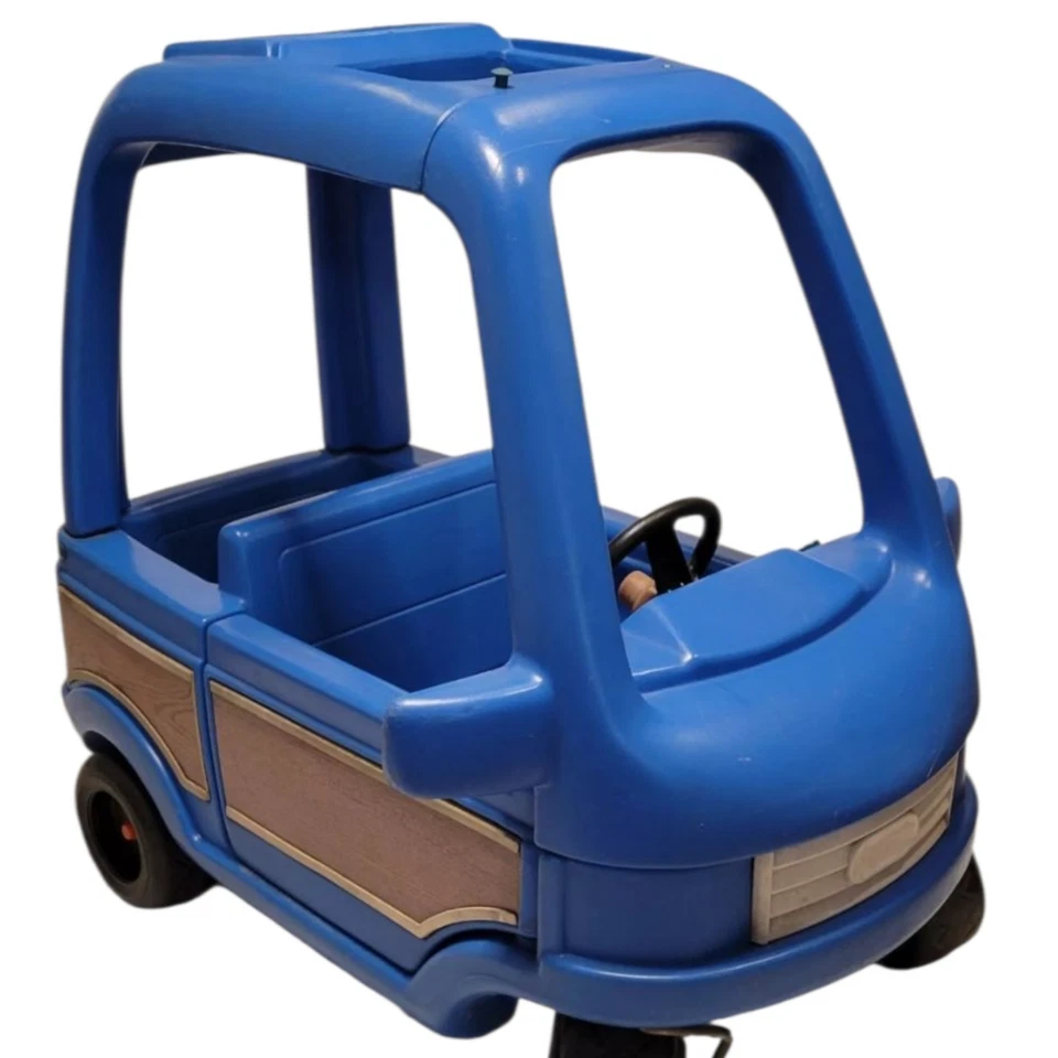 Rare Vintage 1990s Little Tikes Woody Ride On Coupe Kids Mini Van Blue USA Made - Image 2 of 4