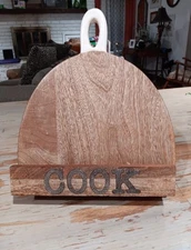 Mud Pie Home "Cook" Rustic Wood Farm Style Cookbook Tablet Kitchen Holder