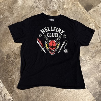 Stranger Things Hellfire Club Sz XL Graphic T-Shirt black Netflix TV show 1947