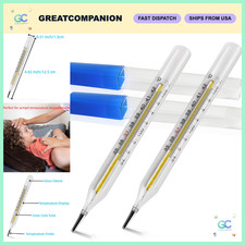 2PCS Clinical Glass Thermometer for Underarm - Accurate Non-Digital Thermometer