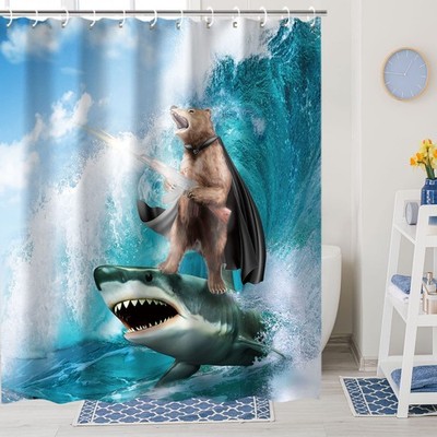 RosieLily Funny Kids Shower Curtain Set, Bear & Cool Designs, Wild Bathroom D...