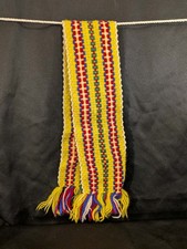 Inkle Loom Woven Sash Belt  Yellow, Blue, Gresn, and Red