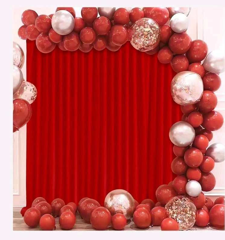 Backdrop Curtains 2 Pc 5ft x 10ft Green And Red Photo Backdrop Wedding Christmas - Image 2 of 4