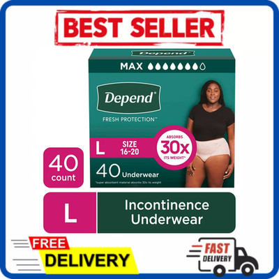 Depend Fresh Protection Incontinence Underwear Women Large L 40 Count Diapers
