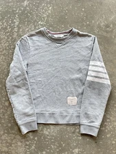 Thom Browne Men’s Sweater Gray 4 Bar Crewneck Made in Italy Size 2 / Small