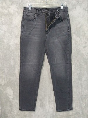 American Eagle Jeans Women 6 Black Denim Mom Stretch High Rise Festival