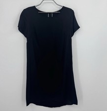 Quince Washable Stretch Silk Tee Dress size XS in Black Short Sleeve Mini