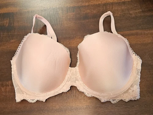 Victoria's Secret Bra 32DDD Dream Angels Lined Demi Pink Lace  Underwire