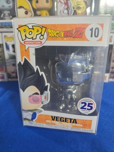 Funko Pop Dragon Ball Z Silver Chrome Vegeta #10 Funimation 25 Yrs W/ Protector