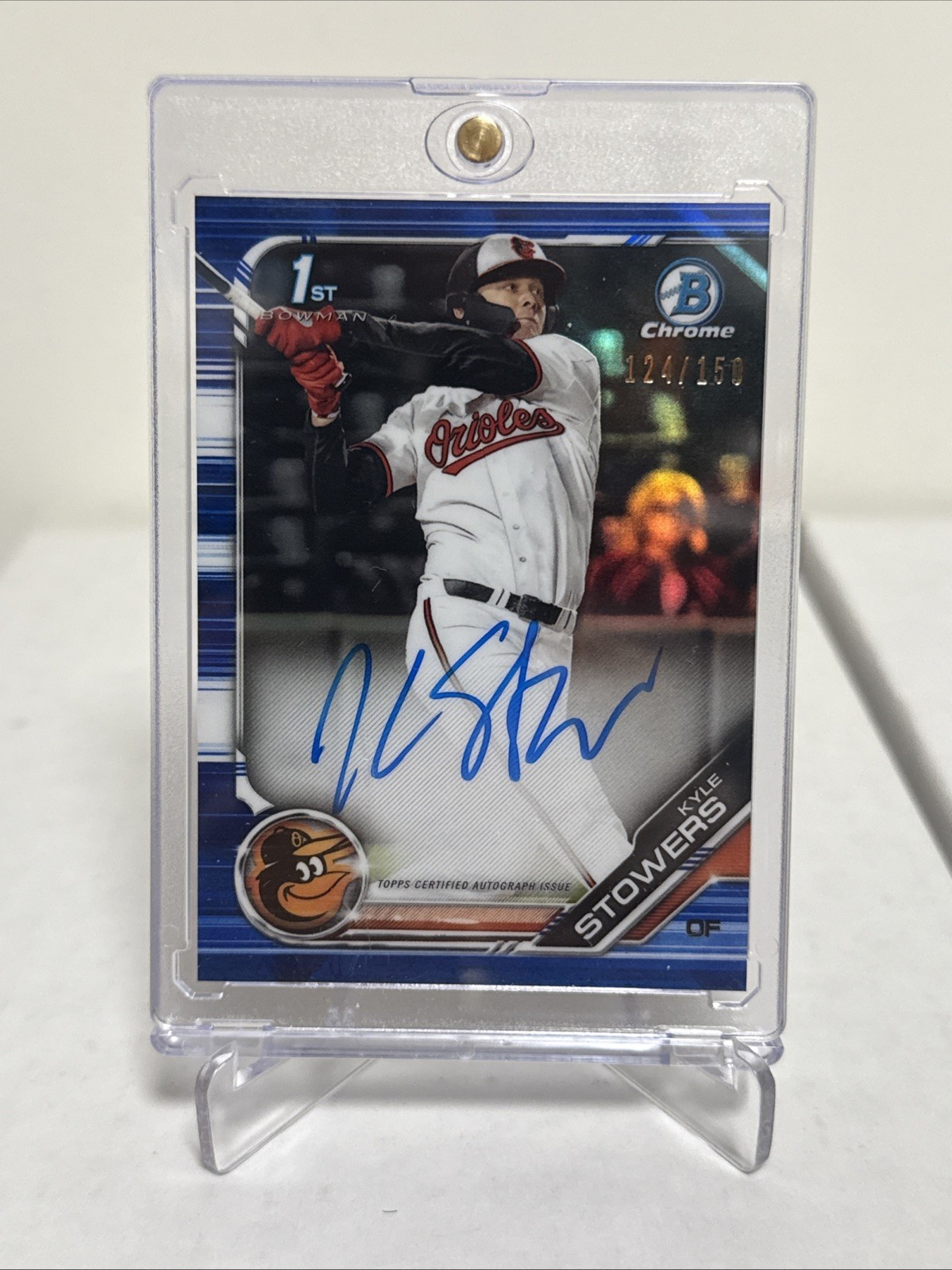 2019 Bowman Chrome Kyle Stowers Blue Refractor Auto /150 CDA-KS (AU,RC)
