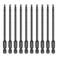 10Stk 3Mm Metrische Sechskant-Bohrerbits 100Mm LäNge Magnetische Bits Schwarz