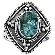 Neon Blue Apatite - Madagascar 925 Sterling Silver Ring s.8.5 Jewelry R-1258