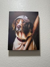 Hobby Lobby Canvas Print of Dog  Wearing Vintage-Style Baseball Uniform NEW