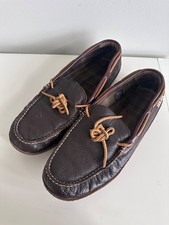 LL Bean Slippers Mens 11 Leather Handsewn Flannel Lined Rubber Bottom Slip On