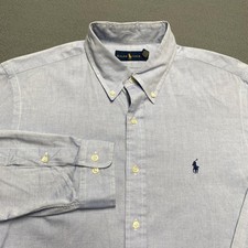 Ralph Lauren Shirt Mens 16.5 Blue Long Sleeve Button Down Polo Pony Logo