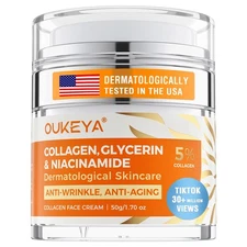 OUKEYA Collagen Anti-Aging Cream For Repair Wrinkle with 5% Hyaluronic Acid 50g