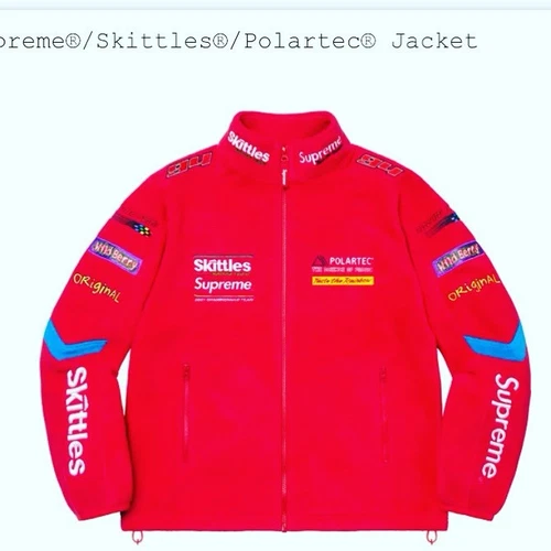 VESTE POLARTEC ROUGE SUPREME SKITTLEZ MEDIUM EN MAIN