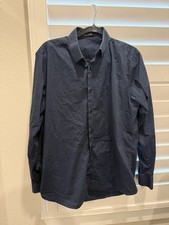 Roberto Cavalli Mens Navy Dress Shirt Size 42...