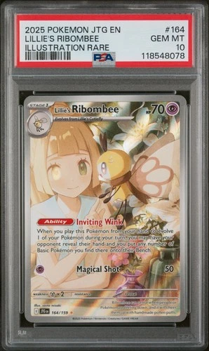 2025 Pokemon Journey Together #164 Lillie's Ribombee Illustration Rare PSA 10