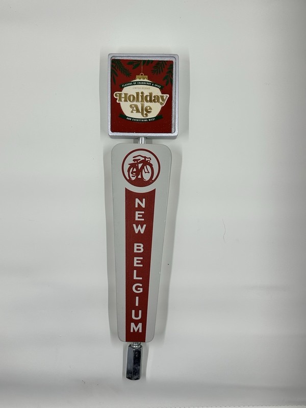 New Belgium Holiday Ale Beer Tap Handle Red White Breweriana Knob