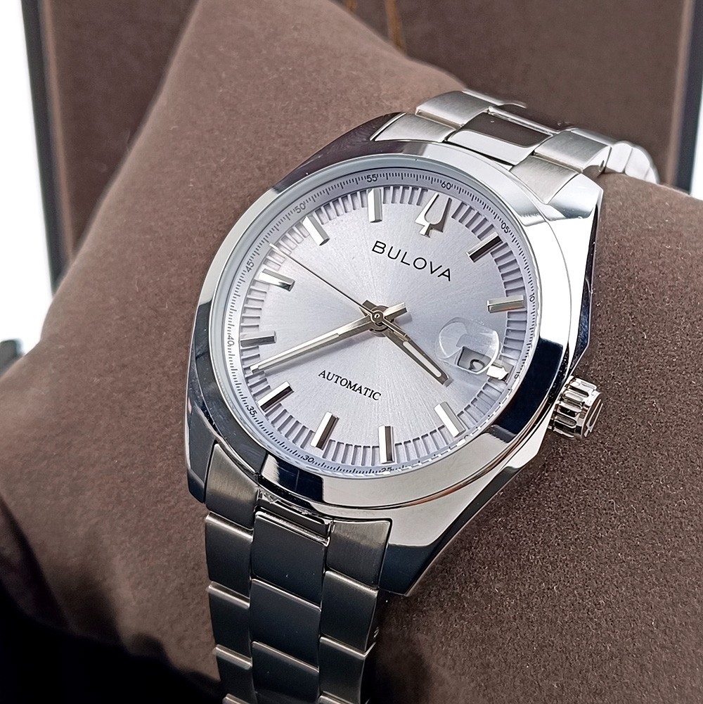 Men's Bulova Surveyor 96B469 Light Blue Dial Stainless Steel Automatic Watch