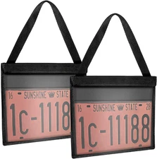 2 Pieces License Plate Holder with Hanging Strap Dealer Plate Holder Test Drive