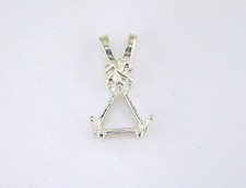 Trillion 6 Prong Fancy Pendant Setting Sterling Silver