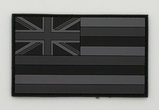 Subdued HAWAII State Flag Tactical Morale Patch PVC Hook Backed Panel Black Grey