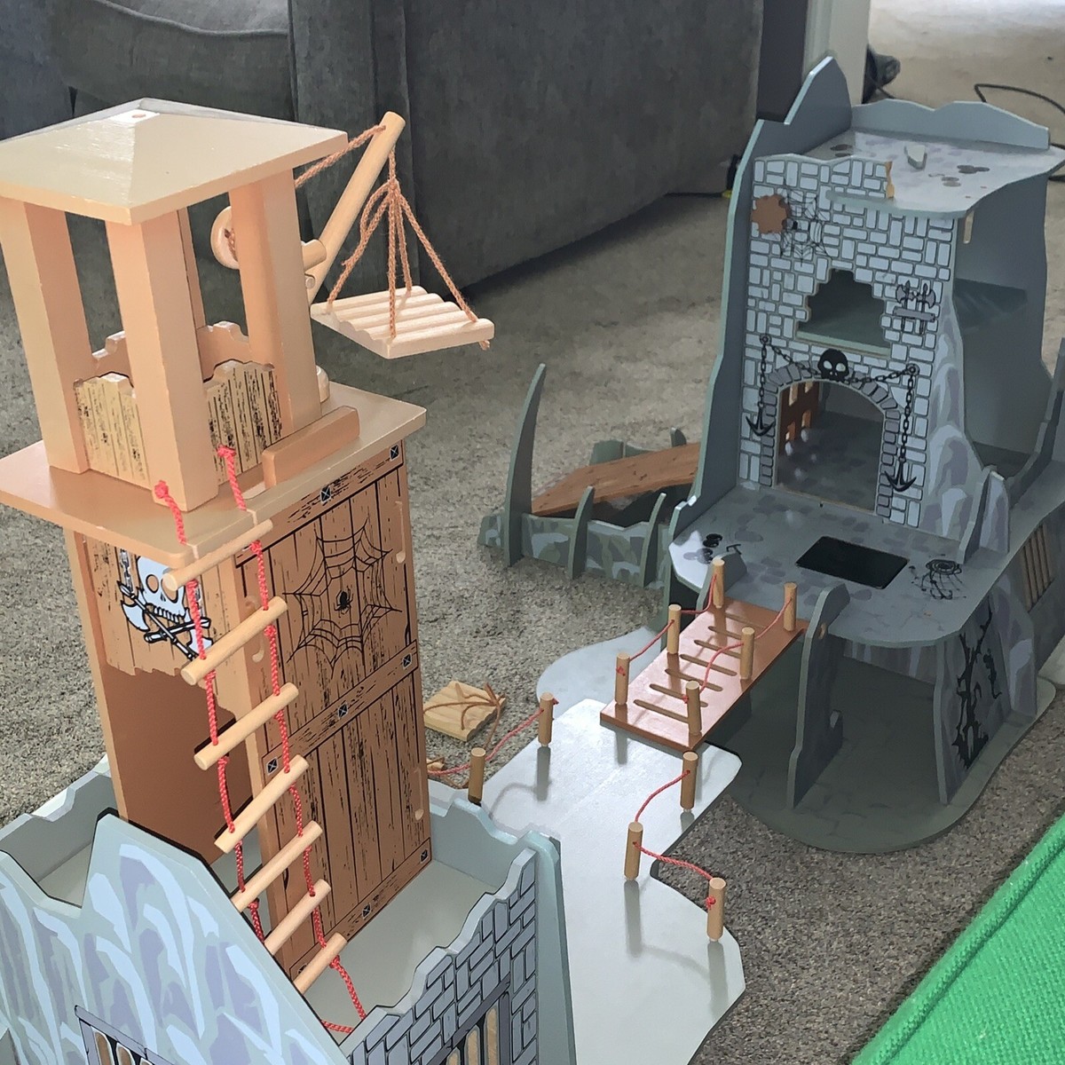 HUGE Imaginarium Medieval Castle Wooden Wood Play Set for