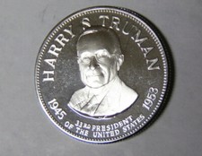 U.S. President Harry S Truman .925 Silver Franklin Mint Medal 32.6 Grams 109.72 per troy oz