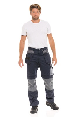 Mens Utility Work Pants Construction Cordura Knee Reinforcement Trousers