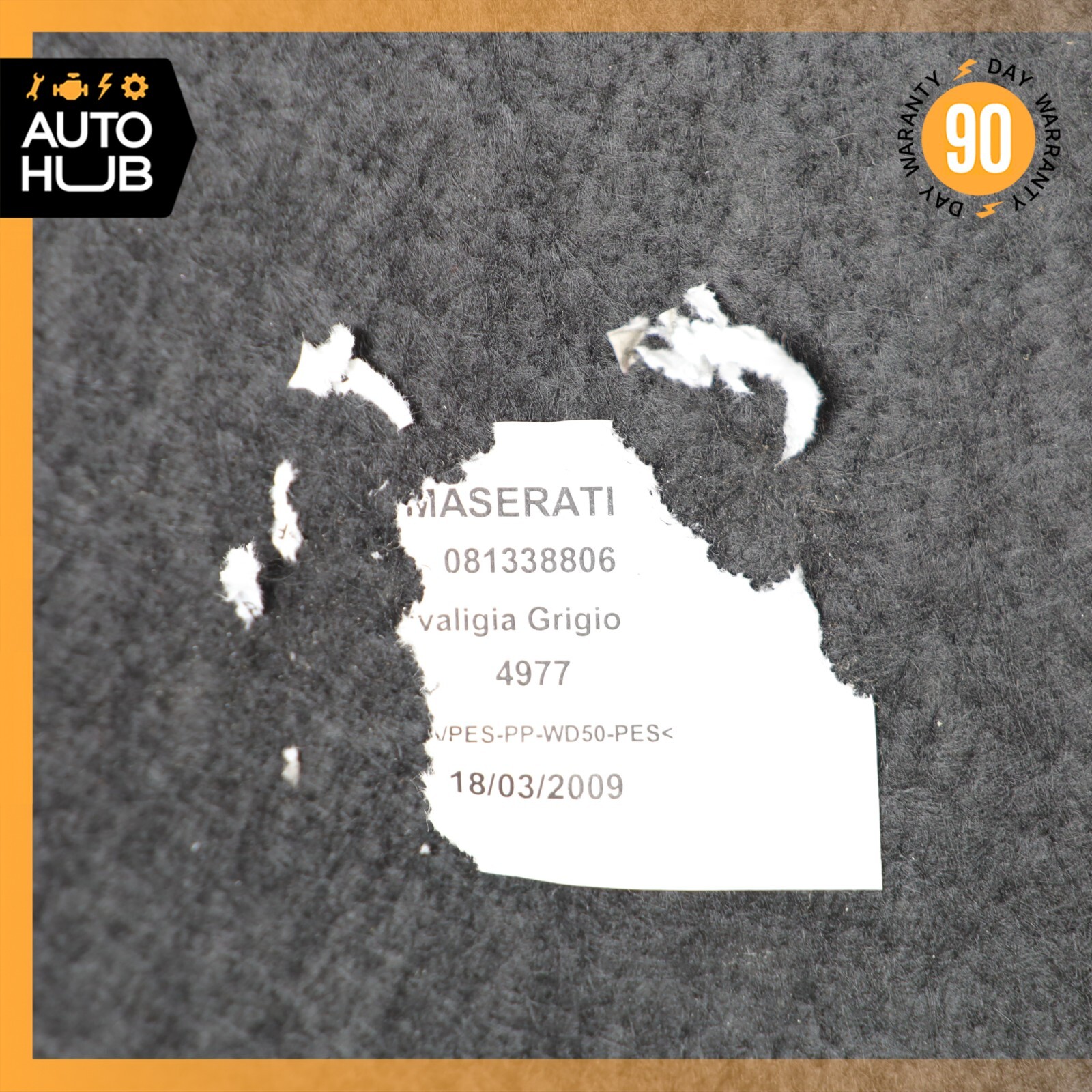 08-18 Maserati GranTurismo M145 Rear Trunk Lid Carpet Cover Trim Panel OEM
