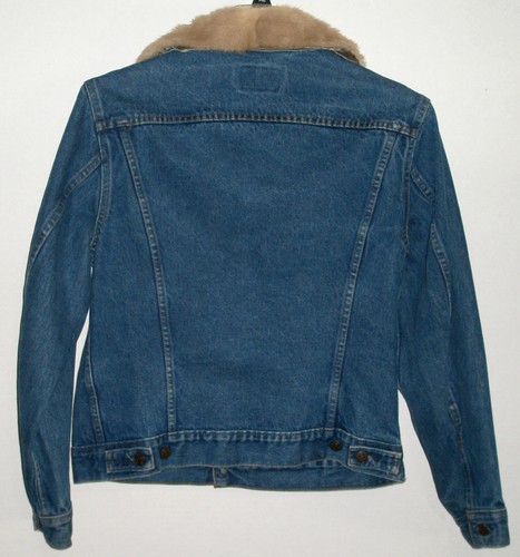 LEVIS MANS 70506 0216 1980's blue jean TRUCKER JACKET Sz 40 Reg USA fur collar - Picture 2 of 8
