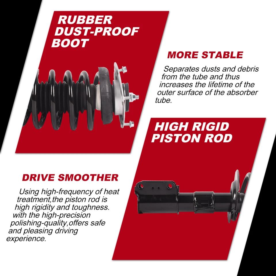 Pair Front Complete Struts with Coil Springs for 1998-2004 Volvo 850 S70 V70 C70 - Image 4 of 4