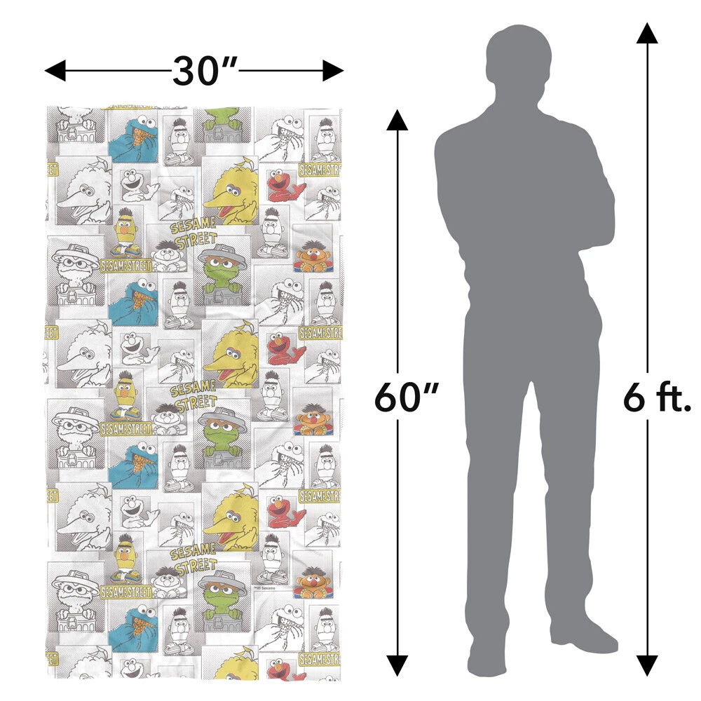 Sesame Street Character Comic Panels Officially Licensed Beach Towel 30"x60"
